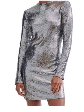 7 For All Mankind Sparkle Long-Sleeve Mini Dress